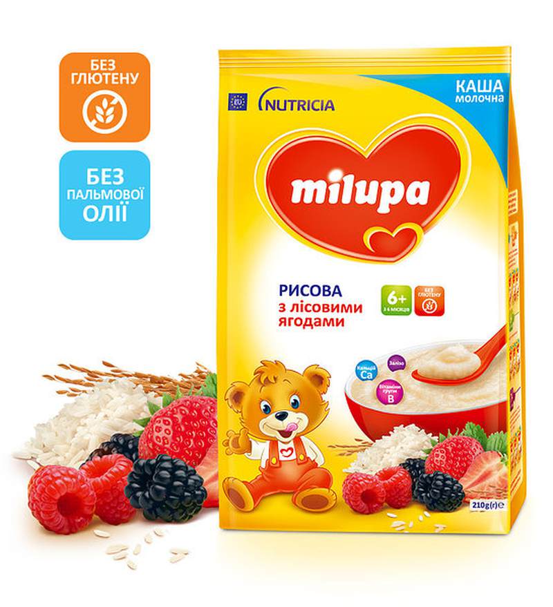 Каша Мілупа мол. рис/лісові ягоди 210г 5міс+