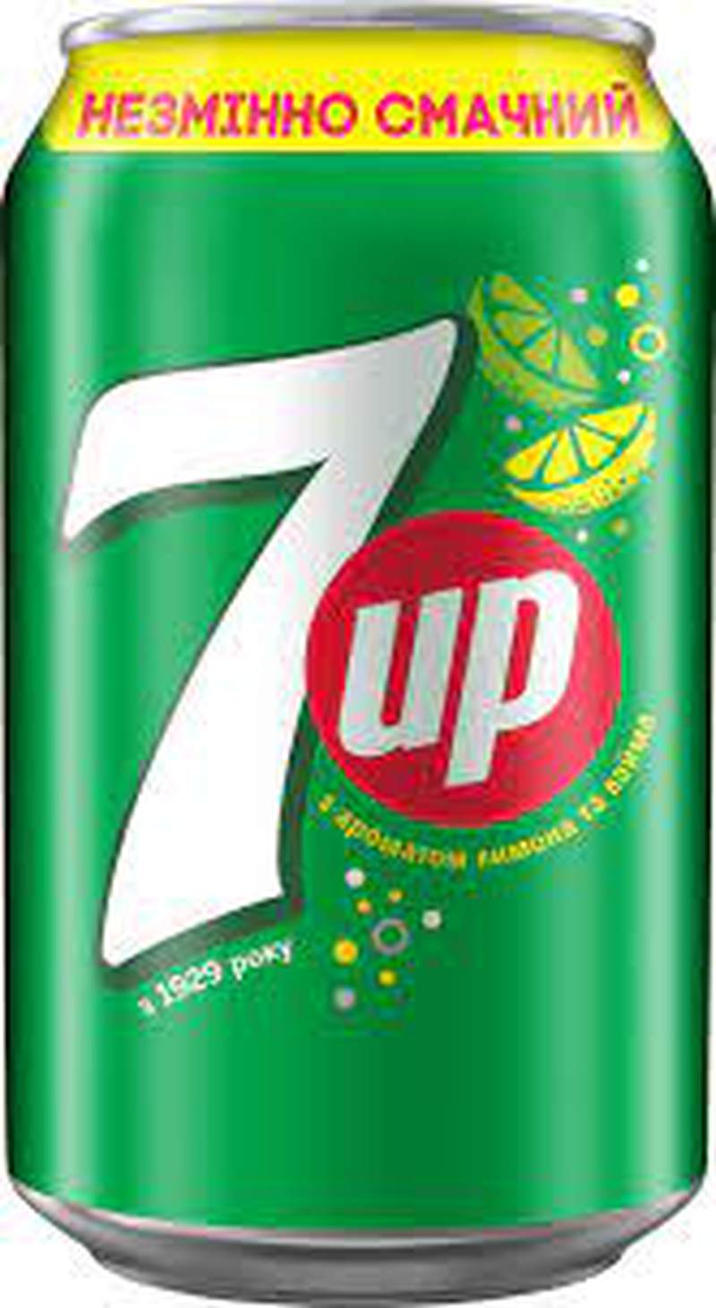 Вода солодка Вода 7UP 0,33л ж/б