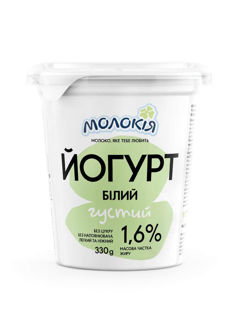Йогурт Молокія білий густий 1,6% 300г стакан
