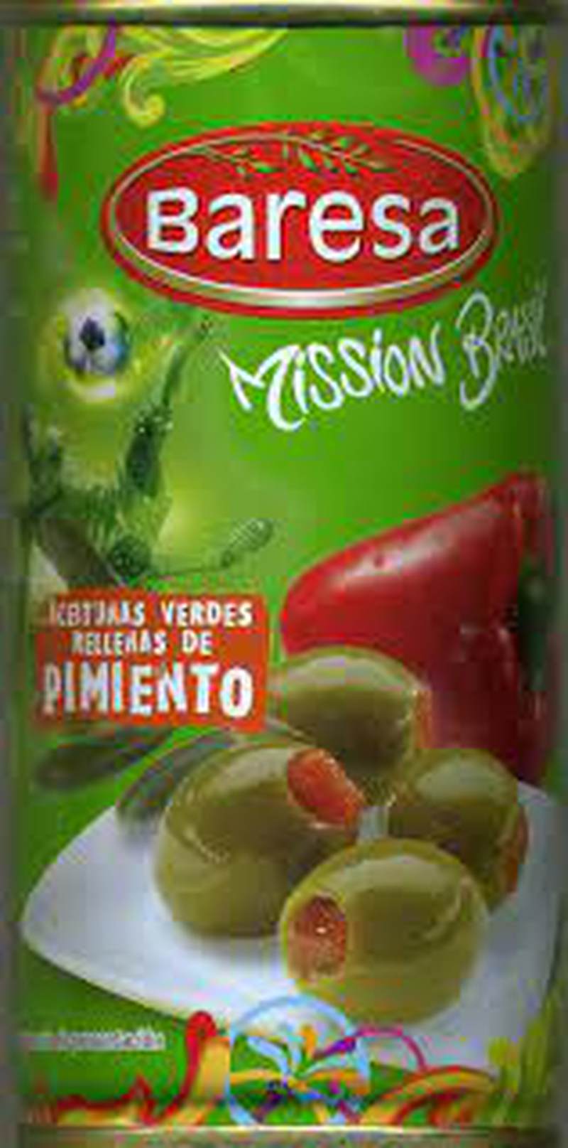 Оливки зелені Бареса з перцем 350г ж/б/Італія