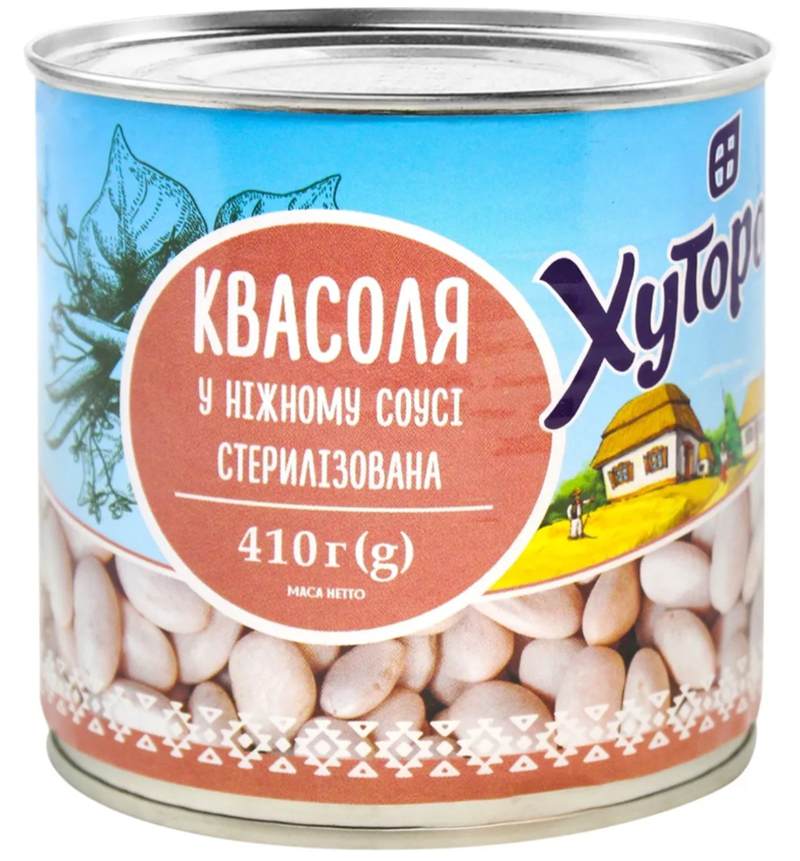 Квасоля Хуторок в ніжн. соусі 410г ж/б