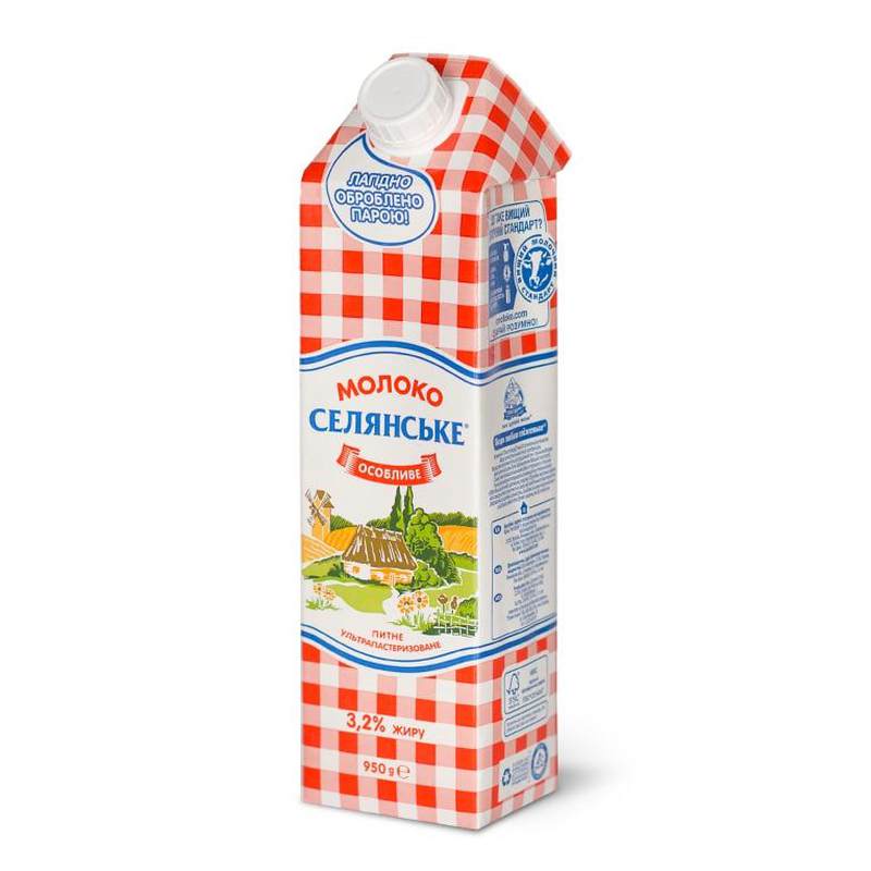 Молоко Селянське ПП 3,2% 950г