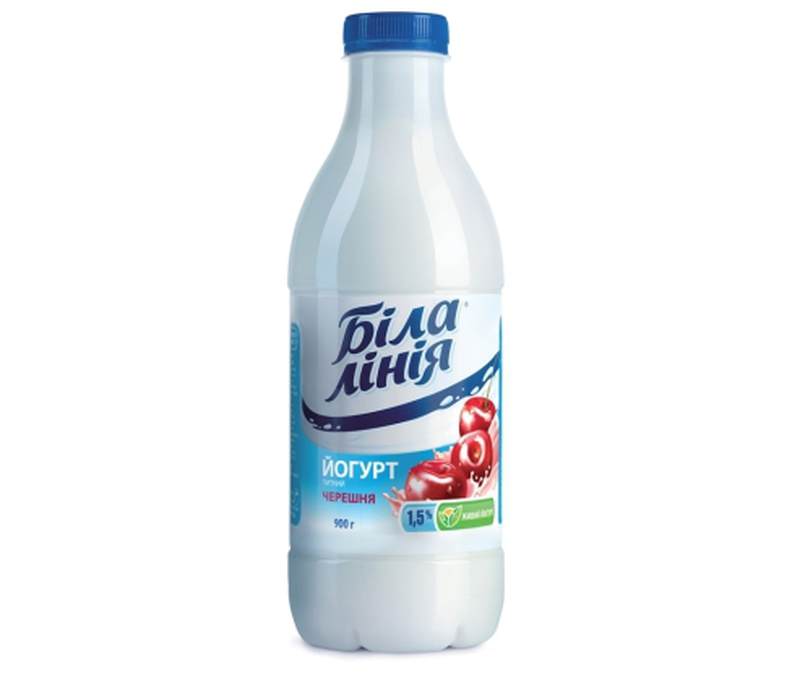 Йогурт Біла лінія 1,5% 820г пляшка в асорт.