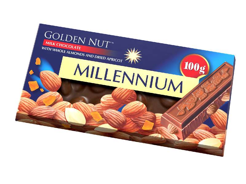 Шоколад Мілленіум голд молочний мигдаль/курага 100г